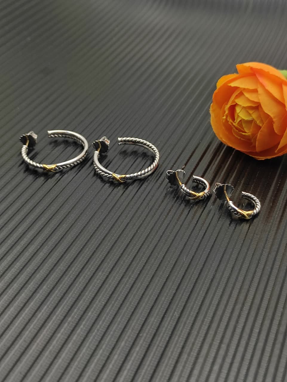 David Yurman Elsa Peretti® Sterling Silver and 18K Yellow Gold X Earrings